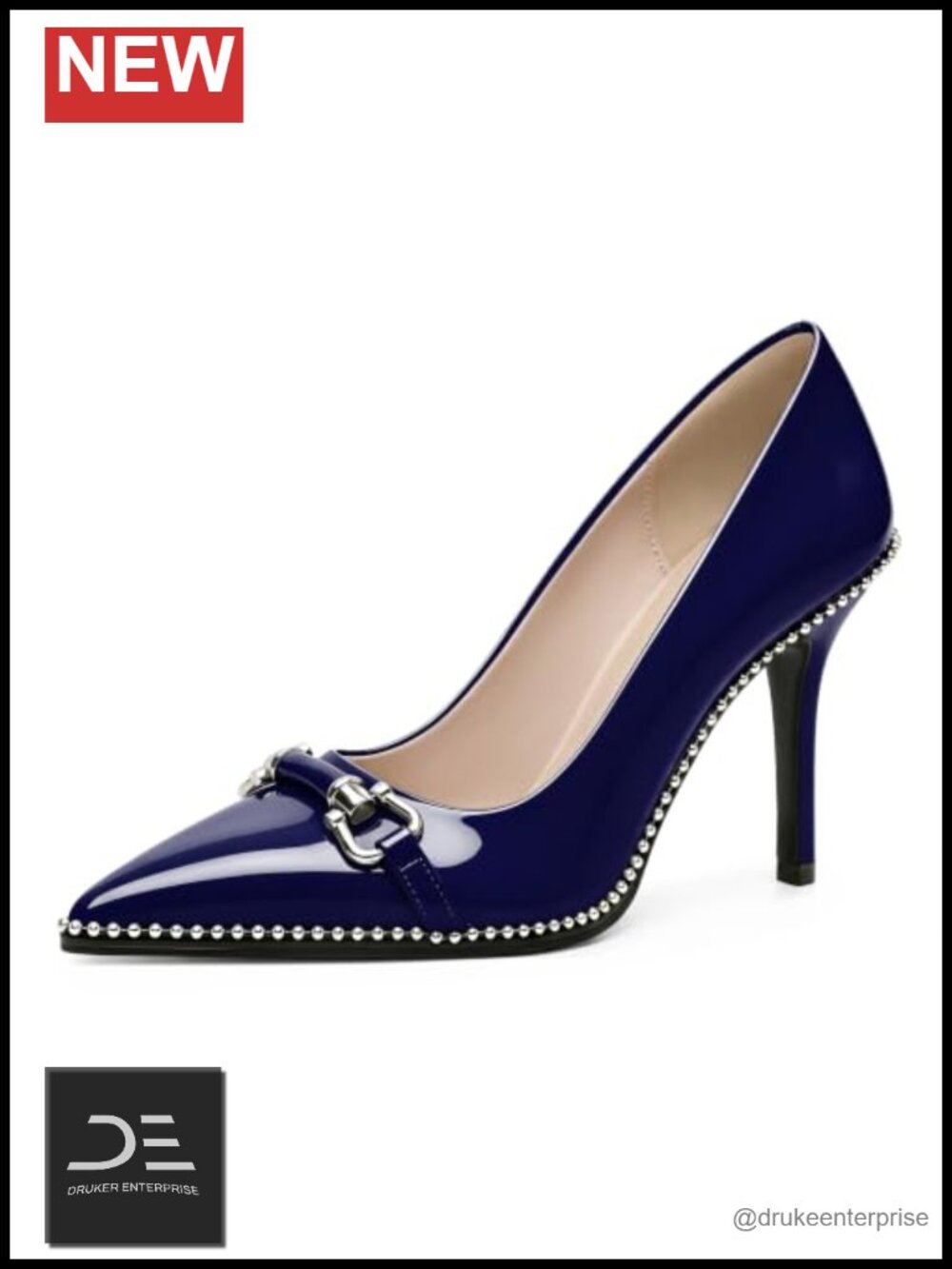 Beaded Pumps Pointed Toe Buckle Bow High Heel Stilettos Slip On 3.5 Inch Dress